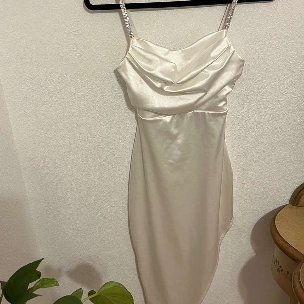 Elegant White Satin Dress